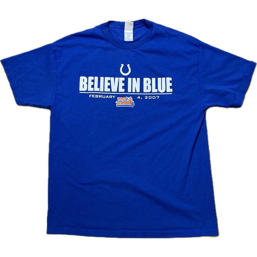 2007 Indianapolis Colts Super Bowl Champions T-Shirt Size XL Believe In Blue NFL